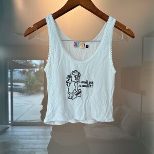 Omighty White Tank with Rainbow Label